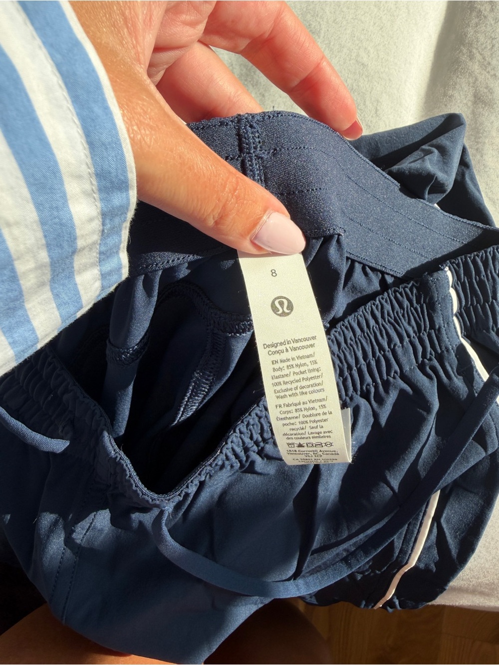 lululemon athletica Navy Pants with Cream Trim - Picture 3 of 4
